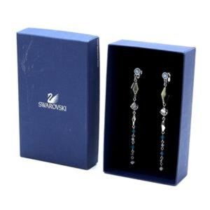 SWAROVSKI Rhinestone Earrings Dangle Blue Silver